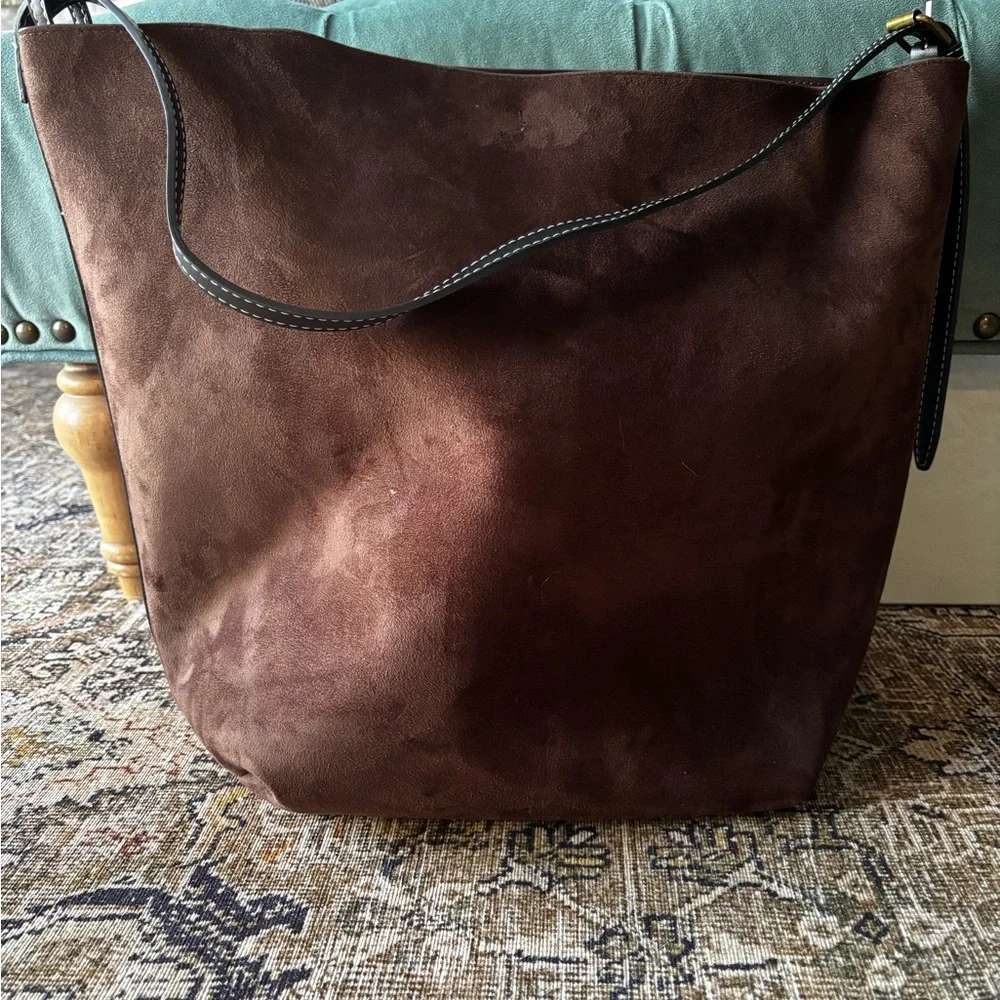 GAP Brown Vegan Suede Bucket Hobo Bag
